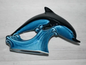 POOLE KERAMIK DELFIN (schwarz & blaugrün) Top gebrauchter Zustand - Bild 1 von 3