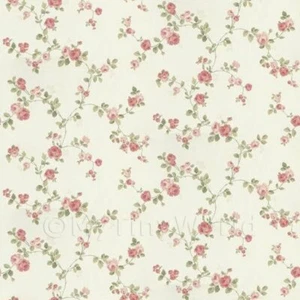 Dolls House Miniature Small Trailing Pink Rose Wallpaper  - Picture 1 of 4