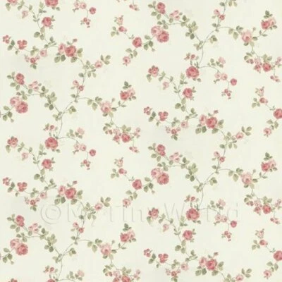 MYTINYWORLD Dolls House Miniature Small Trailing Pink Rose Wallpaper
