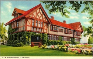 Battle Creek Michigan C W Post Memorial Club House Vintage Postcard 