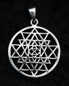 Pendant: Sri Yantra -géométrie Sacrée- Esoteric Silver 925 Solid #10077 Of - Picture 1 of 1
