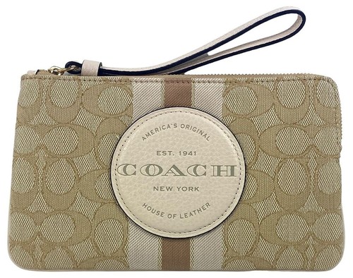 Polso grande Coach Dempsey Cachi Firmato Jacquard Patch Righe Tela Nuovo con etichette