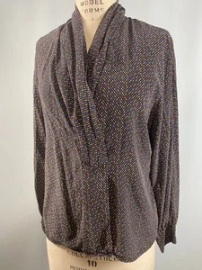 Top vintage TAGLIA LARGE 10 SETA ARCOBALENO a pois classico LIZ CLAIBORNE anni 80 90 - Foto 1 di 12