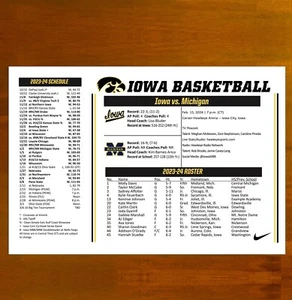 2024 Iowa vs Michigan - Game Flipcard Caitlin Clark - Sets Scoring Record NCAA - Picture 1 of 2
