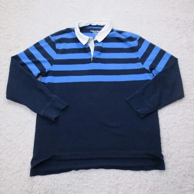 Line of Trade Shirt Mens Large Blue Rugby Stripe Polo Casual - Image 1 of 4
