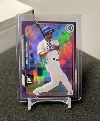 Jimmy Rollins 2015 Bowman Chrome 34 LA Dodgers Purple Refractor 212/250 - Image 1 of 2