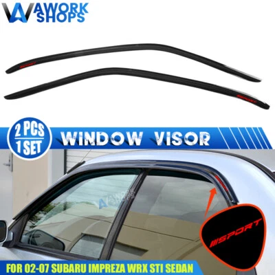 Fits 02-07 Subaru Impreza WRX STI Window Visors Rain Guard Shade w/ Red Sport Foto 1 de 4