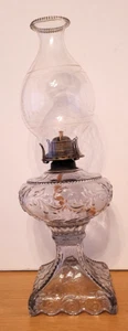 Antique Clear Glass Oil Lamp Kerosene with Queen Anne No 2 Burner - Picture 1 of 16