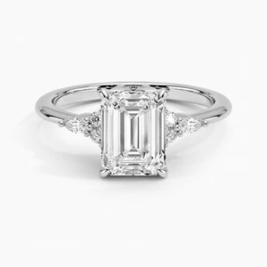 2 Ct Emerald Cut IGI Lab Grown Diamond Solitaire Engagement Ring 14k White Gold - Picture 1 of 3