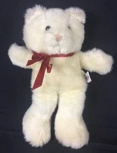 Vintage Hallmark Plush White Cat Kitten 1987 Stuffed Animal 11” Heartline - Picture 1 of 12