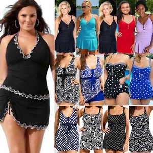 Plus Size Lady Boy Shorts Tankini Set Swimwear Bathing Costume Bikini Swimsuit - Picture 1 of 19