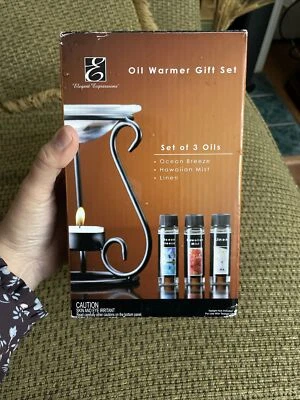 Nuevo Elegant Expressions Metal Calentador de Aceite Set de Regalo con 3 Aceites Perfumados (A-11) Foto 1 de 4