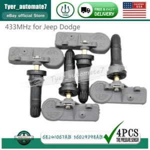 (4) TPMS Tire Pressure Sensor for Jeep Dodge 56029398AB 68241067AB 56029398AB - Picture 1 of 9