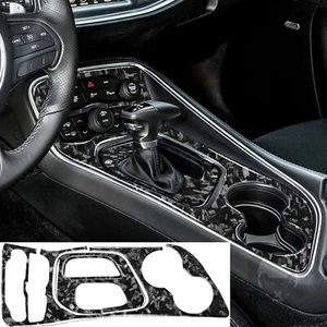 Cubierta del panel de cambio de marchas de consola para Dodge Challenger 2015+ fibra de carbono real - Imagen 1 de 12