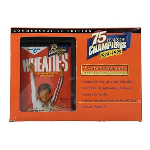 Mini caja Wheaties oro 24K firma Mary Lou Retton sin abrir sellada - Imagen 1 de 16