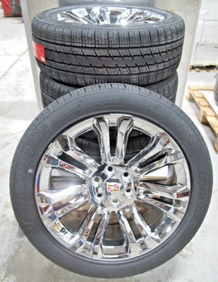 22" New Cadillac Escalade Chrome 4 Wheels 2854522 Tires 5666 C - Image 1 of 4