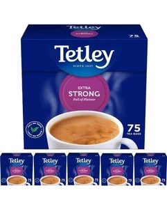 Tetley Extra Strong Black Tea Bags 6 Boxes of 75, 450 Tea Bags - Picture 1 of 6