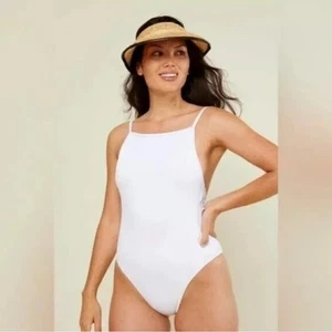 Andie Neu mit Etikett The Paloma gerippter weißer langer Torso Einteiler Badeanzug Größe XXL Tall - Bild 1 von 14
