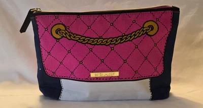 BOLSO DE MAQUILLAJE VINTAGE ESTEE LAUDER CHAIN ROSA INTENSO AZUL Y BLANCO Nuevo Foto 1 de 4