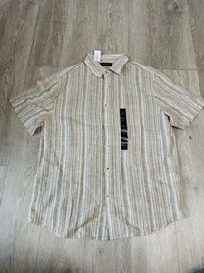 Camicia uomo Banana Republic a righe misto lino manica corta con bottoni taglia M nuova con etichetta - Foto 1 di 5