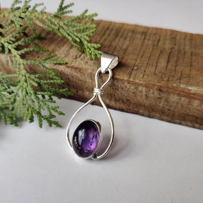 Natural Amethyst Gemstone Pendant 925 Sterling Silver Anniversary Pendant PG7462 - Image 1 of 3