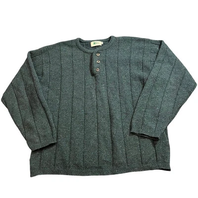 RARE Vintage 1980s REI Knit Crewneck Sweater Wool Mens Green Outdoor Size Medium - Image 1 of 4