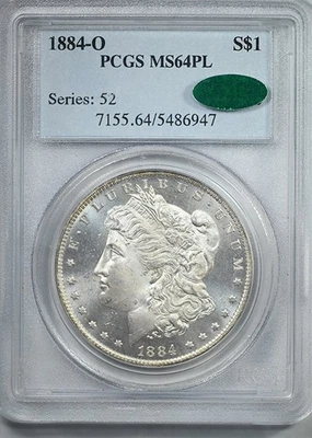 1884-O Morgan Dollar $1 PCGS MS64PL CAC - Prooflike - Image 1 of 4