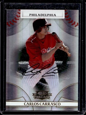2008 Donruss Threads Carlos Carrasco Signatures Gold Auto #984/999 Phillies - Image 1 of 2