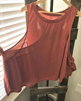 4X Old Navy Active Ultralite Tank Workout Top Shirt Tee Rust Slit Side Mesh Trim - Image 1 of 4