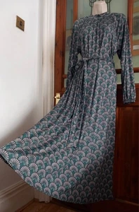BNWT Vtg Look Stretch Jersey Midi Maxi Dress + Belt Size 14 Does 70s Boho - Picture 1 of 7