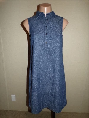 Tommy Hilfiger Blue Paisley Henley Shirt Dress Size XS Womens Sleeveless - Image 1 of 4