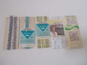 Vintage Menge 5 Wright's Talon FANCY Nahtsaum Bindeband zum Nähen - Bild 1 von 6