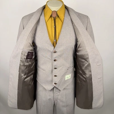 Vintage Western Suit Mens 42 Long Jacket 35 Pants Unhemmed Leisure Disco 70s NOS - Image 1 of 4