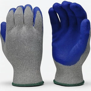 G & F Rubber Latex Coated Work Glove for Construction, Blue,Crinkle Pattern, Men - Picture 1 of 6