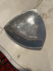 Vintage Pewter 6” Triangle Trinket Tray Mid-century Modern 60s Decor Bowl /dish - Picture 1 of 4