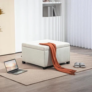 Fabric Tufted Storage Ottoman with Flip Top for Living Room Bedroom - Picture 1 of 11