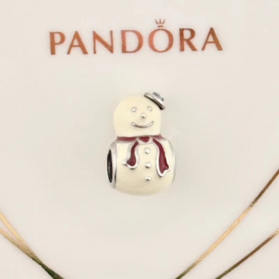 New Genuine Pandora Christmas Festive Winter Happy Snowman Charm 791406ENMX - Image 1 of 4