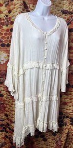 Paisley Vine Women's 2XL button front white sheer bohemian blouse - Picture 1 of 6