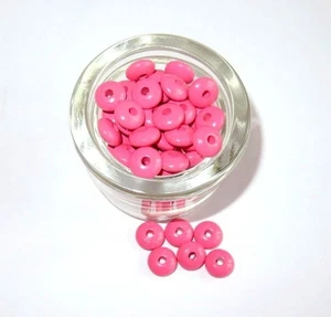 50 perles en bois plates rose foncé 10 mm pour attache tétine Norme CE - Imagen 1 de 1