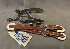 Men's Working Cowboy Polished Stainless Steel Western Spurs w/Leather Straps NEW