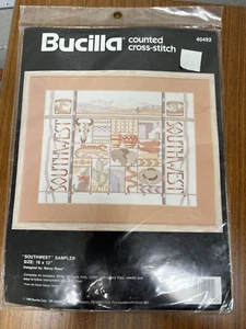 1990 Bucilla Southwest Sampler 16" x 12" Counted Cross Stitch Kit 40492 Sealed - Picture 1 of 8