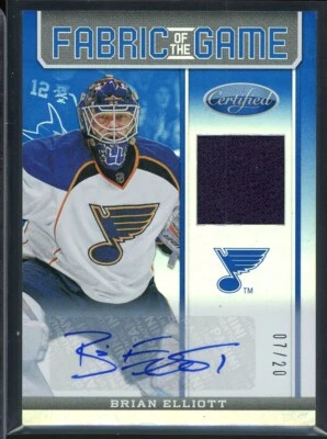 2012-13 Certified Fabric of the Game Blue Jersey Auto #BET Brian Elliott 07/20 - Image 1 of 2