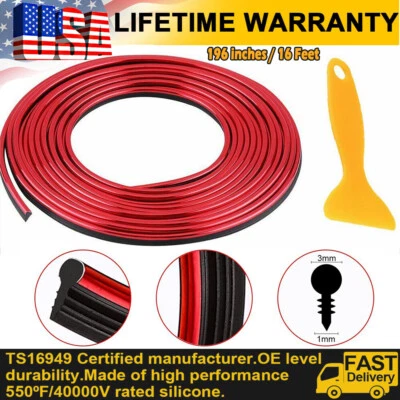 Car Interior Decor Red Point Edge Gap Door Panel Molding Line Trim Accessories - Image 1 of 4