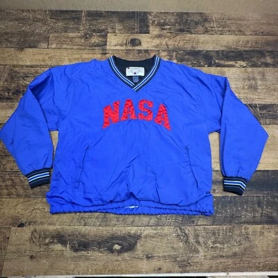 Champion NASA Pullover Rompevientos Cuello en V Chaqueta Azul Rojo Para Hombre Grande Foto 1 de 4