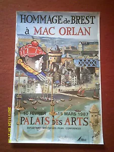 1987 RARE AFFICHE HOMMAGE DE BREST A PIERRE MAC ORLAN PAR PIERRE PERON - Imagen 1 de 4