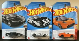HOT WHEELS BMW i8 ROADSTER, FORD GT40 & TESLA ROADSTER 1:64 SCALE - Picture 1 of 5