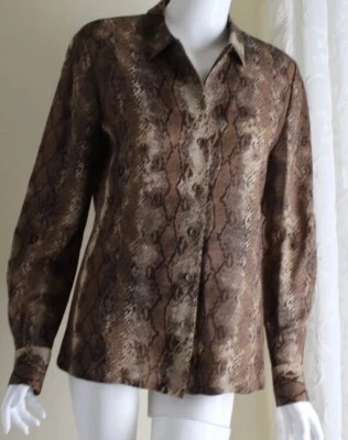 Blusa Dana Buchman 10 M L REQUINTADA Lã de Seda Arte Finamente Tecida Réptil Cobra - Imagem 1 de 4