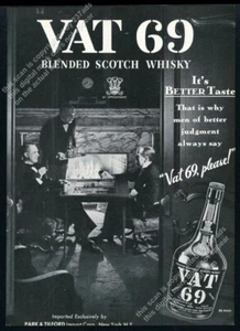 1937 backgammon juego foto IVA 69 whisky escocés anuncio impreso vintage - Imagen 1 de 7