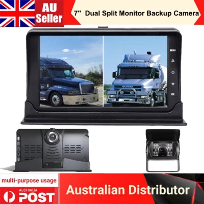 7'' Full HD Dual Split Monitor & AHD 1080P Dash Cam DVR Parking System For Truck - Image 1 of 4