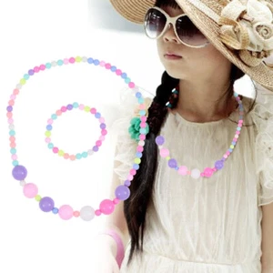 Candy Colour Necklace Bracelet Candy Colour Jewellery Girl Child - Picture 1 of 11